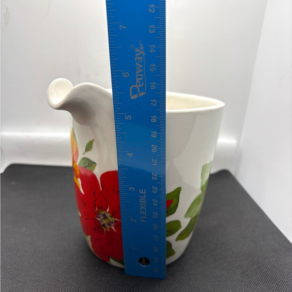 Pioneer Woman Measuring Cup Pitcher Ceramic Poinsettias “Love Beyond Measure” - Picture 9 of 9